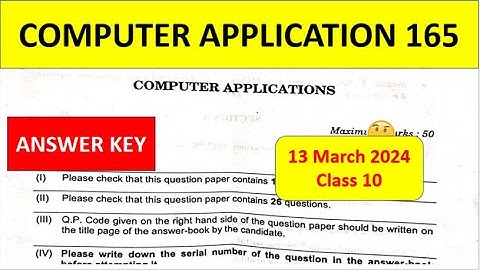 COMPUTER APPLICATION Answers key | Cbse Class 10 Board Exam 2024 | COMPUTER APPLICATION Answers
