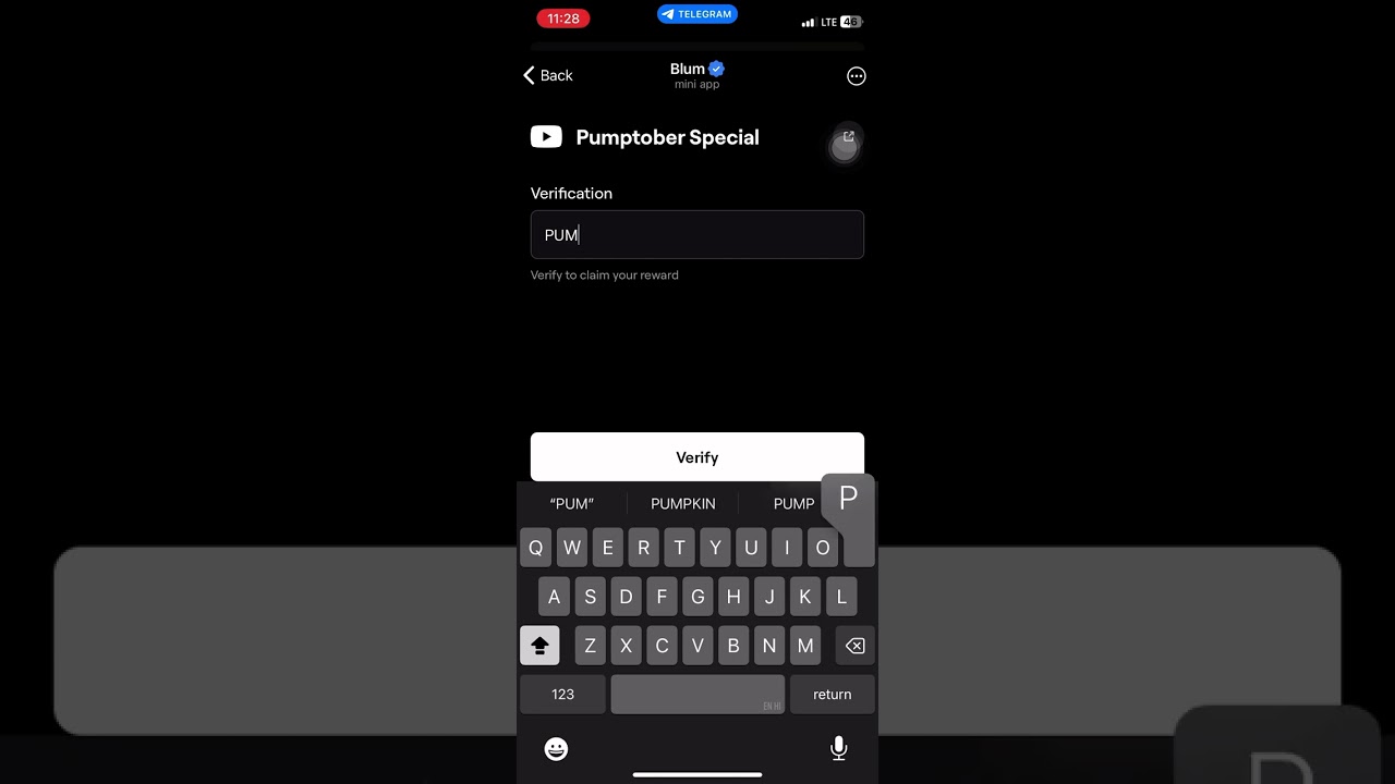 Pumptober Special blum code| blum today verification code| new code |PUMP mode🎃