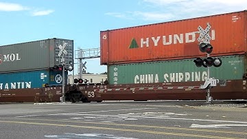 HD 100th Video! BNSF Stack Train SPEEDS by crossing before entering Fullerton Station