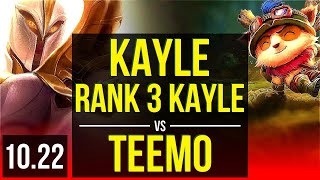 KAYLE vs TEEMO (TOP) | Rank 3 Kayle, Quadra, 6 solo kills | EUW Challenger | v10.22