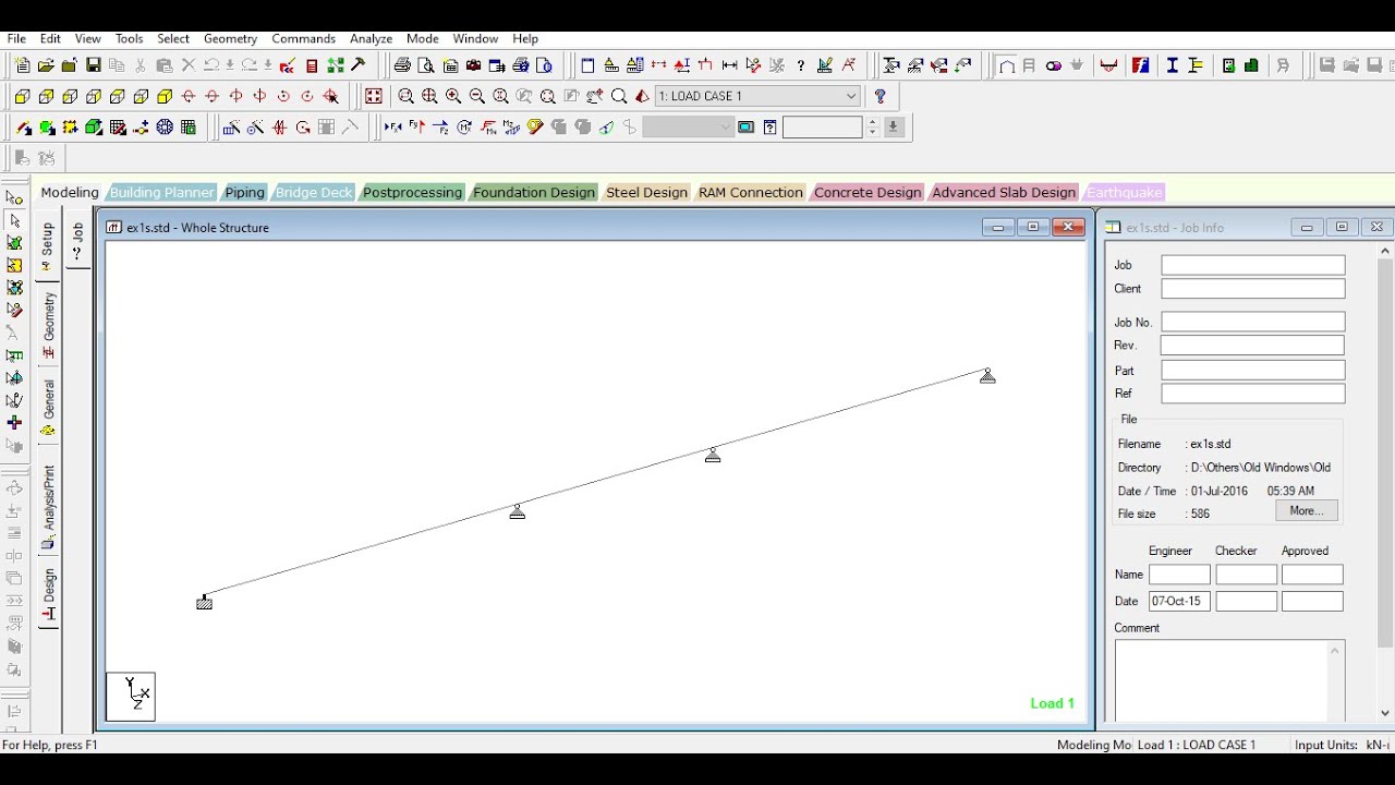 STAAD Pro Basic Tutorial Ex1 ( Civil Engineering ) - YouTube