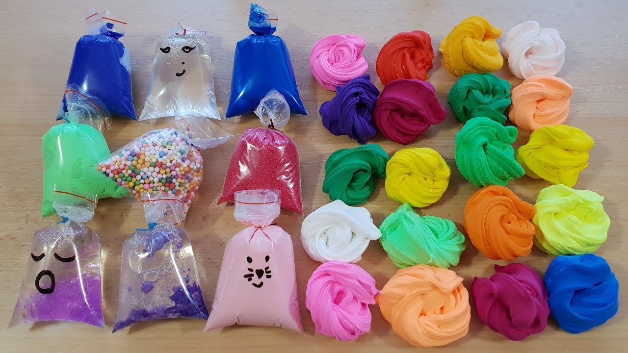 Making Slime with Bags and Clay Flowers - YouTube