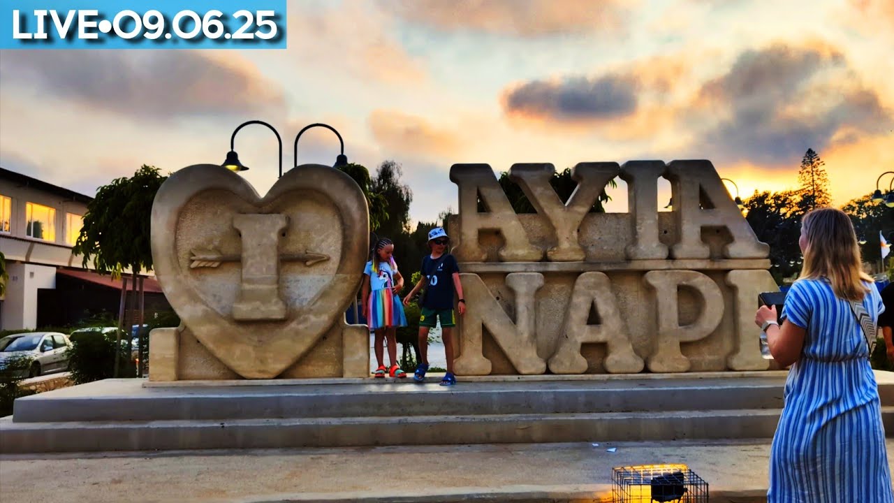 Айя-Напа центр тусовочной жизни Кипра и морской закат - стрим прогулка