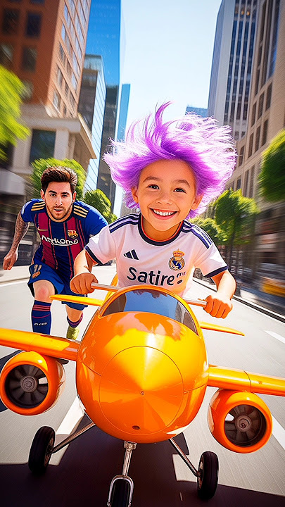 Messi Chasing Ronaldo Jr for the Orange Plane !✈️🛫