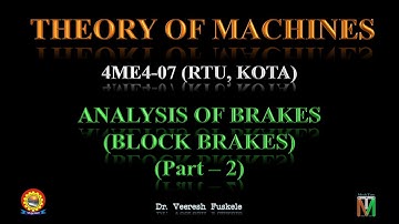 ME IV SEM. - TOM - ANALYSIS OF BRAKES - BLOCK BRAKES - PART 2 - Dr. Veeresh Fuskele