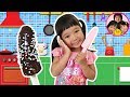 おうちでかんたんチョコバナナを作ったよ! クッキングまりちゃん♪ 魔法戦士マジマジョピュアーズ! 3人きょうだい リアルおままごと るんるんママ
