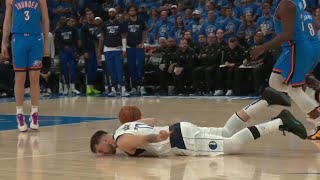 Luka Doncic hits his face on the ground😱 #nba