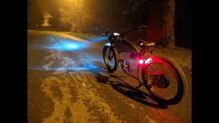 Electric custom cruiser - #theFatTires - Led lights at night on cruiser!