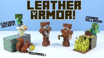 Minecraft Series 3 Toys Steve & Skeleton in Leather Armor and Chicken Jockey Jazwares