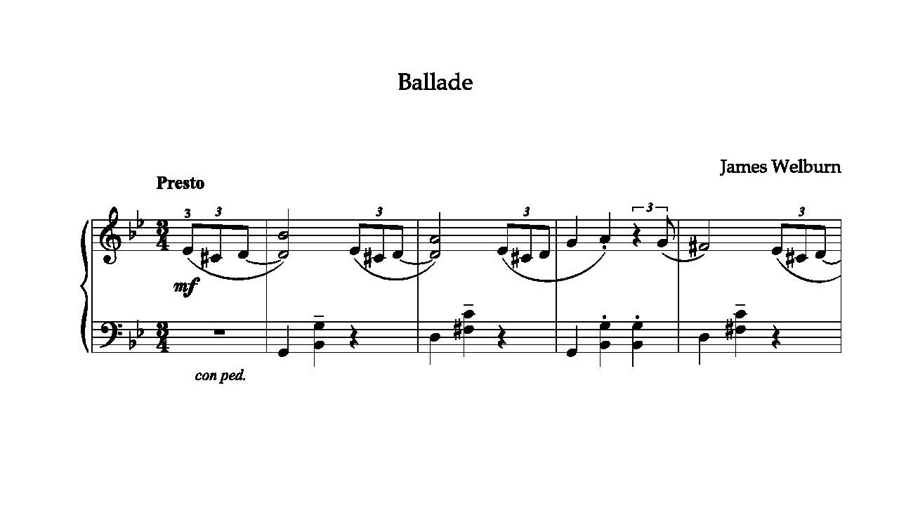 Ballade / James Welburn / Sheet music video