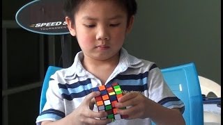 Chan Hong Lik 5 yrs old solves 4x4 rubik&#39;s cube 2:09 min