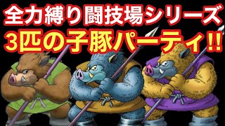 【ドラゴンクエストタクト】全力縛り闘技場！3匹の子豚パーティで3連勝を目指す！ひたすら敵を突きまくれ！！