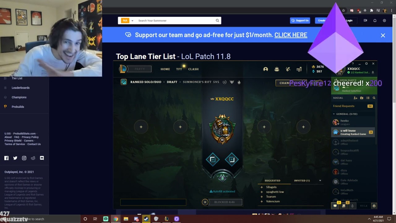 xQc opinion on League client