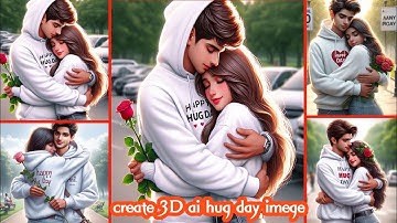 Create 3D Ai couple hug day image creator 2024 | couple hug day| bing image creator | #ai #trending