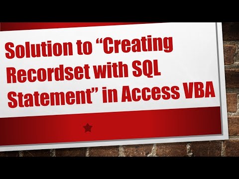 Solution to “Creating Recordset with SQL Statement” in Access VBA
