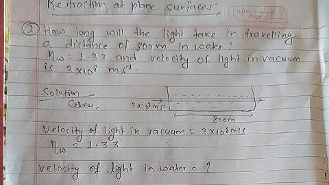 Refraction at plane surface numericals./#part 1/#class 11