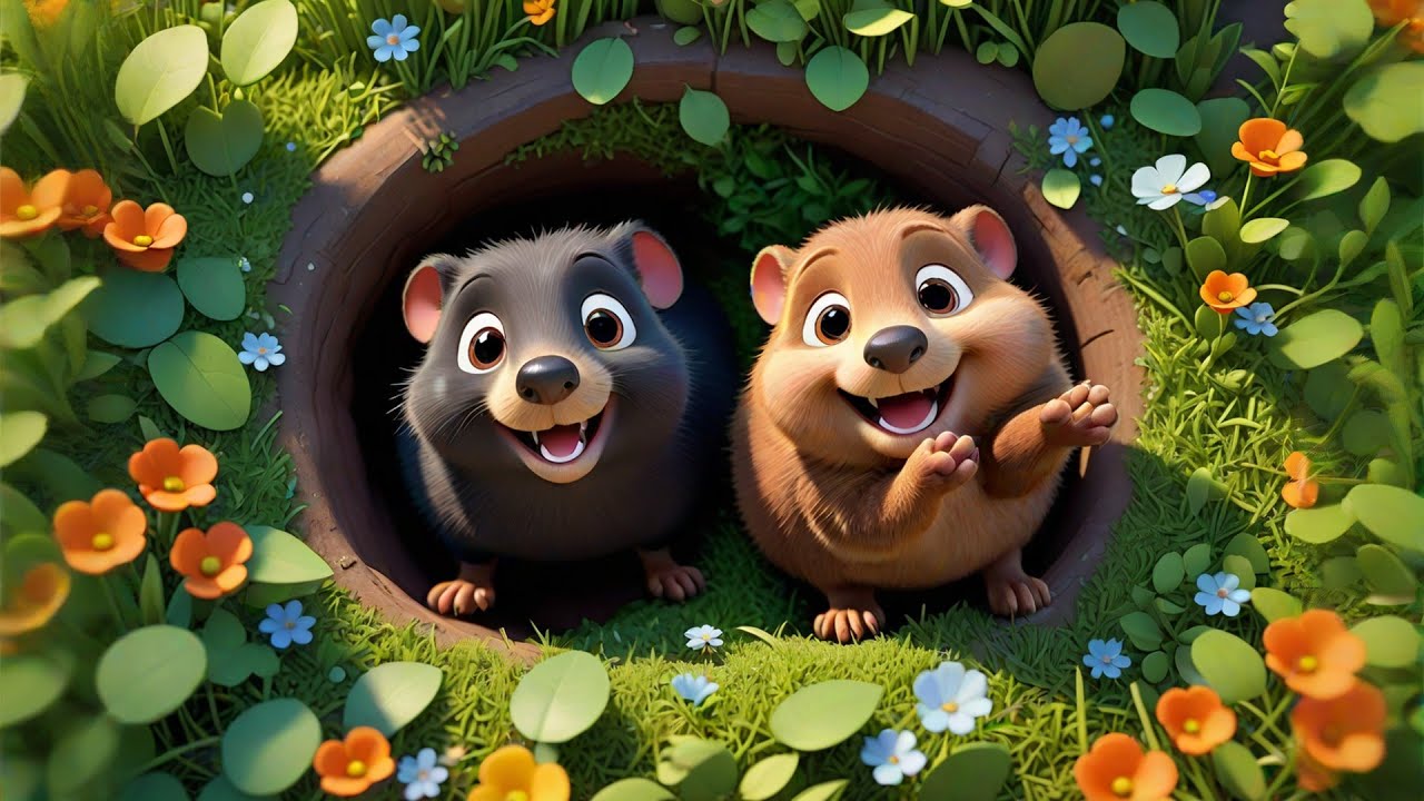 Two Squeaky Moles Dig and Giggle | Underground Animal Song Kids | Nursery Rhymes and Learning Fun