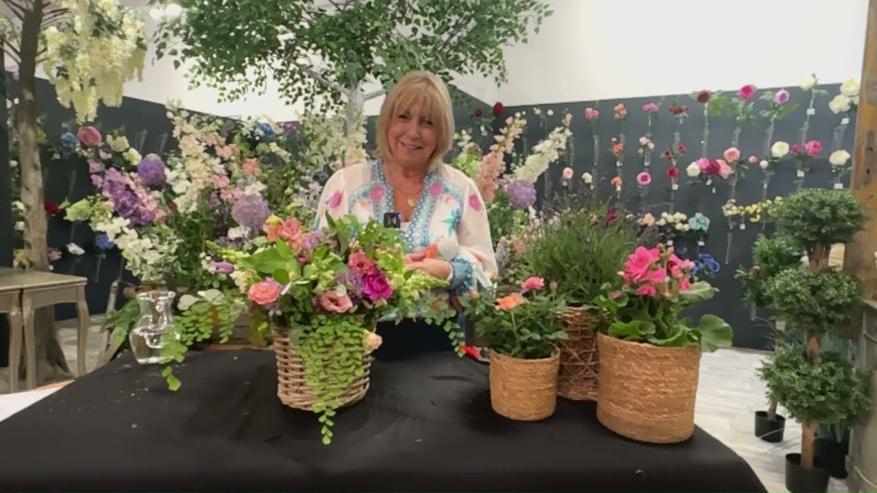 Karen Barnes Summer Floral Trends: Meadow Boho Basket Arrangement
