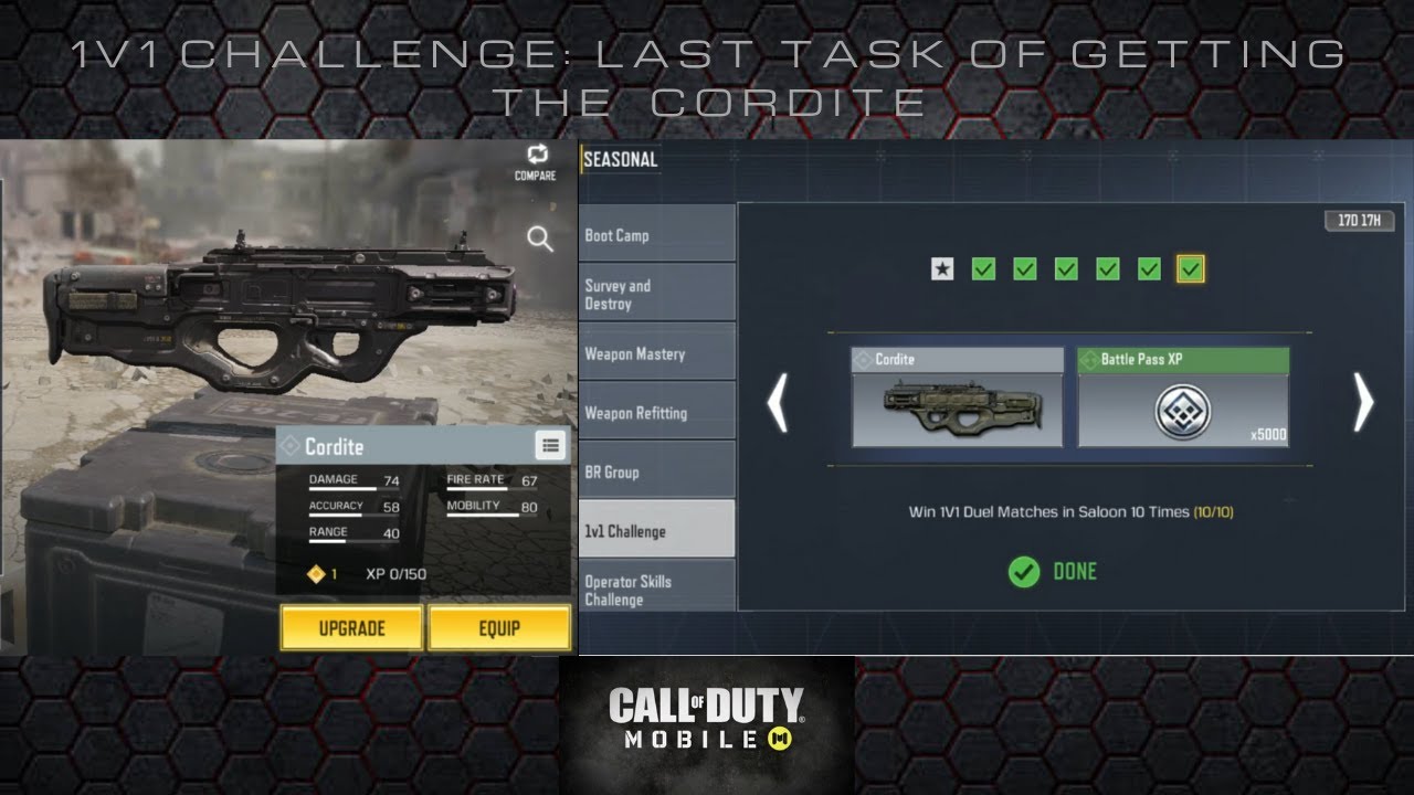 Call of Duty Mobile: 1v1 Challenge last task of getting the Cordite