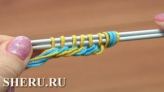 Начинаем вязать на спицах Урок 1 метод 14 из 18 Набор петель на спицах с утолщенным краем Начинаем вязать на спицах Урок 1 метод 14 из 18 Набор петель на спицах с утолщенным краем