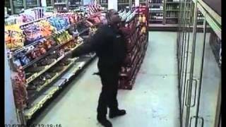 Policeman Dancing in Convenient Store