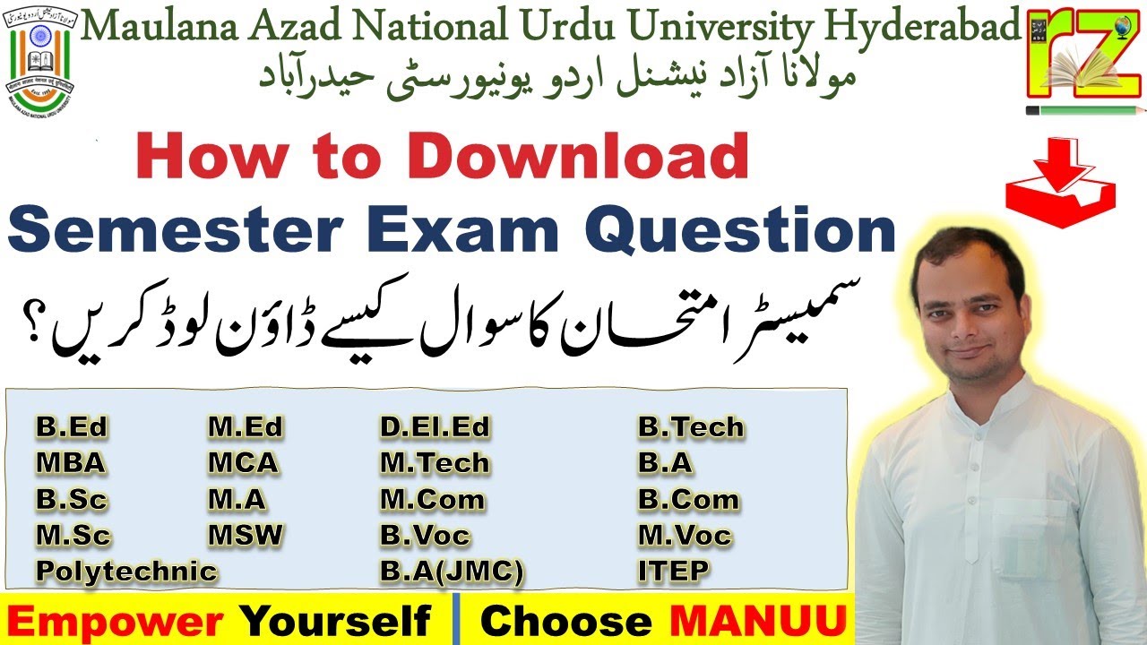 How to Download Previous Semester Exam Question Paper of MANUU  # All courses 