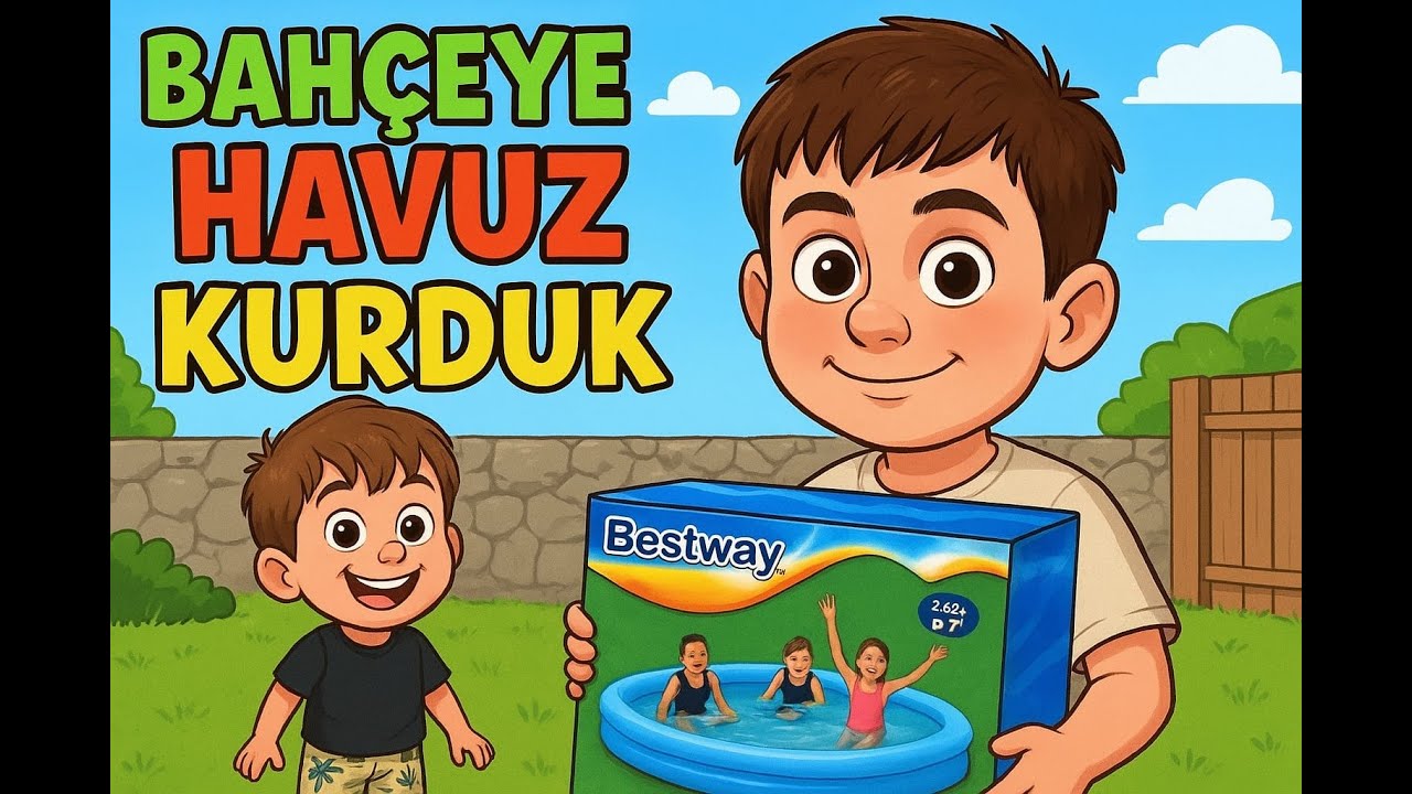 İki Kardeş Bahçede Havuz Kurdu 💦 Eğlenceli Çocuk Videosu