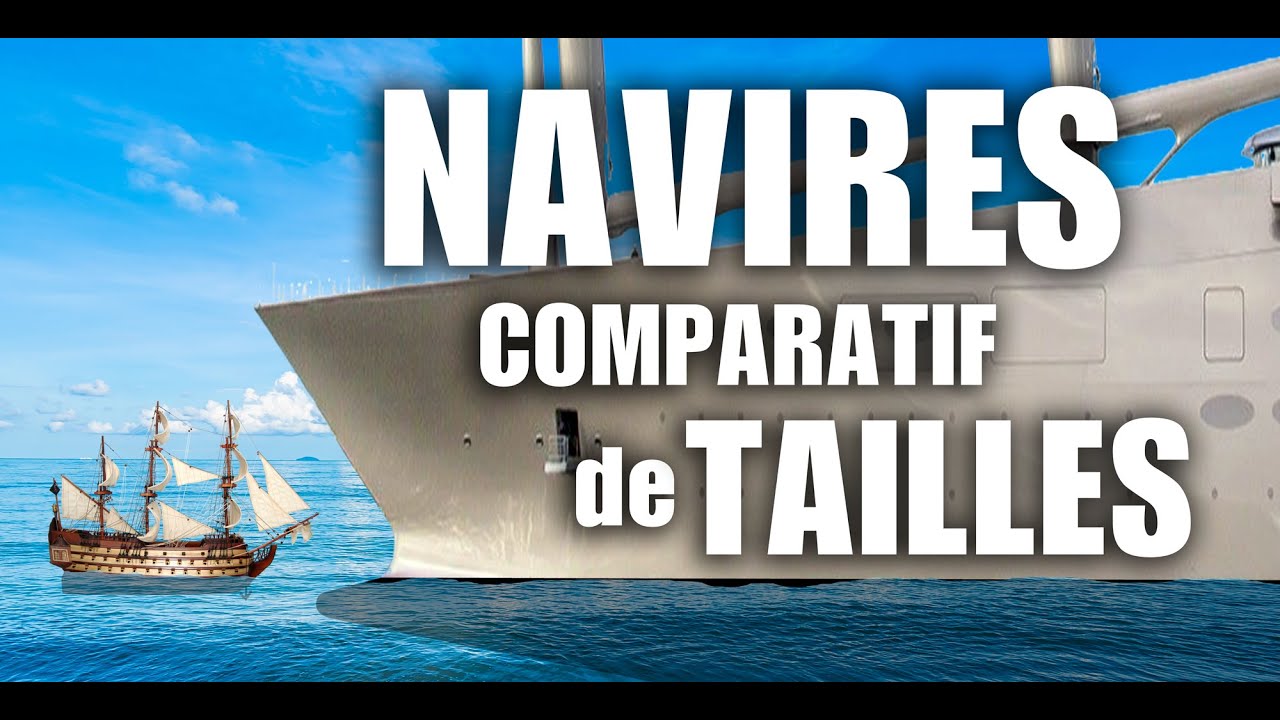 Comparatif TAILLES des NAVIRES bateaux de pirates, voiliers, sousmarins, paquebots