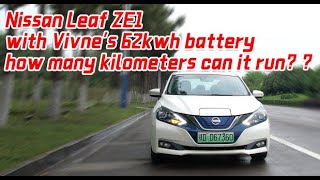 Car range test of Nissan Leaf 62kwh battery pack full highway with air conditioning