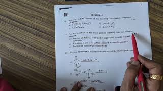 Answer Key CBSE Chemistry QP section B and section C. 27th Feb 2024