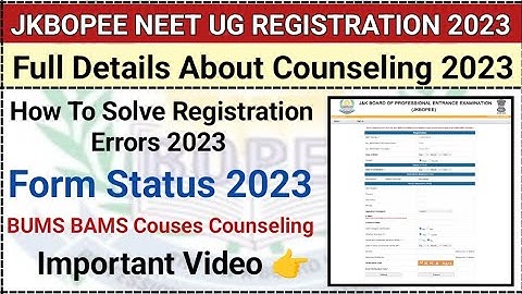Jkbopee NEET Ug Registration Most Important Video| Errors Solution|Check Form Status|BUMS BAMS Doubt