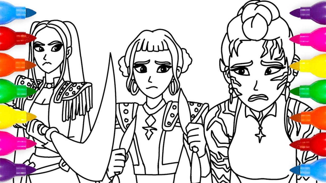 KPop Demon Hunters Coloring Pages | Draw "Mira and Zoey Found Out that Rumi is a Demon" scene