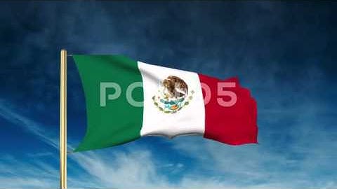Mexico Flag Slider Style. Waving In The Win With Cloud Background Animation