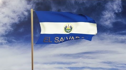 4K El Salvador flag with title waving in the wind. Looping sun rises style. Animation loop Stock