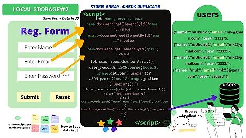 Registration form in JS with localstorage | Store Array in localstorage| Duplicate check-in Reg form