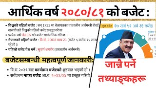 नेपालको  बजेट -२०८०/ २०८१  ||  Nepal's Budget 2080-81 ||