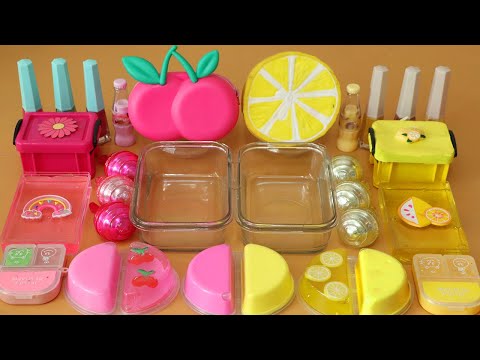 Mixing”Cherry <strong>VS</strong> <strong>Lemon</strong>” Eyeshadow and Makeup,parts,glitter Into Slime!Satisfying Slime Video!★ASMR★