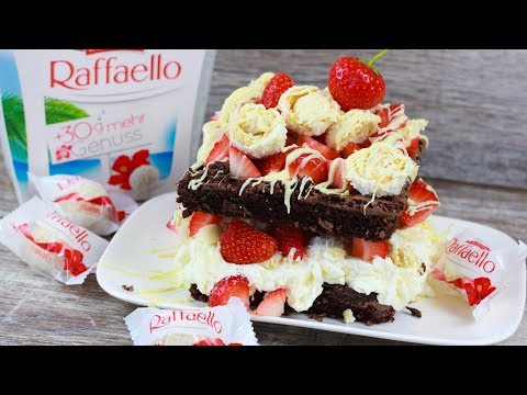 Brownie Raffaello Torte mit Erdbeeren - 5 Zutaten Challenge