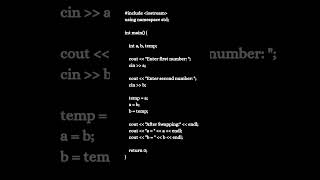 C++ Program: Swap Two Numbers | #C++language #shorts #ytshortsb