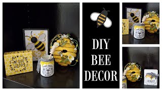 EASY DIY BEE DECOR USING SCRAP WOOD - TIERED TRAY BEE DECOR - FARMHOUSE BEE DECOR