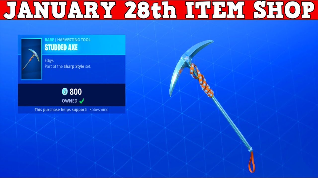 fortnite item shop january 28th studded axe is back - studded axe fortnite