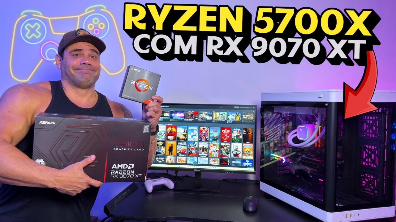 Coloquei a MONSTRUOSA RX 9070 XT no Ryzen 5700X e olha no que deu...