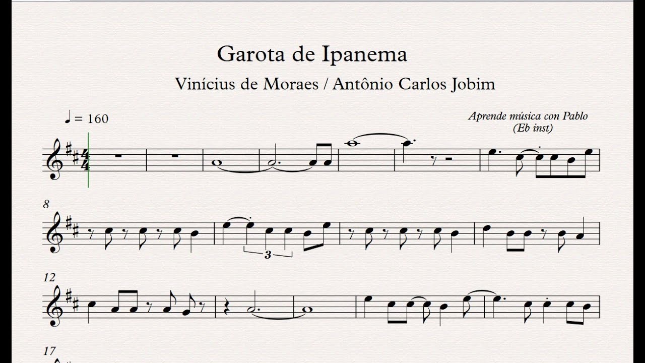 GAROTA DE IPANEMA Eb Inst (saxo alto, saxo barítono...)(partitura