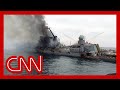 Images appear to show final moments of Russian warship