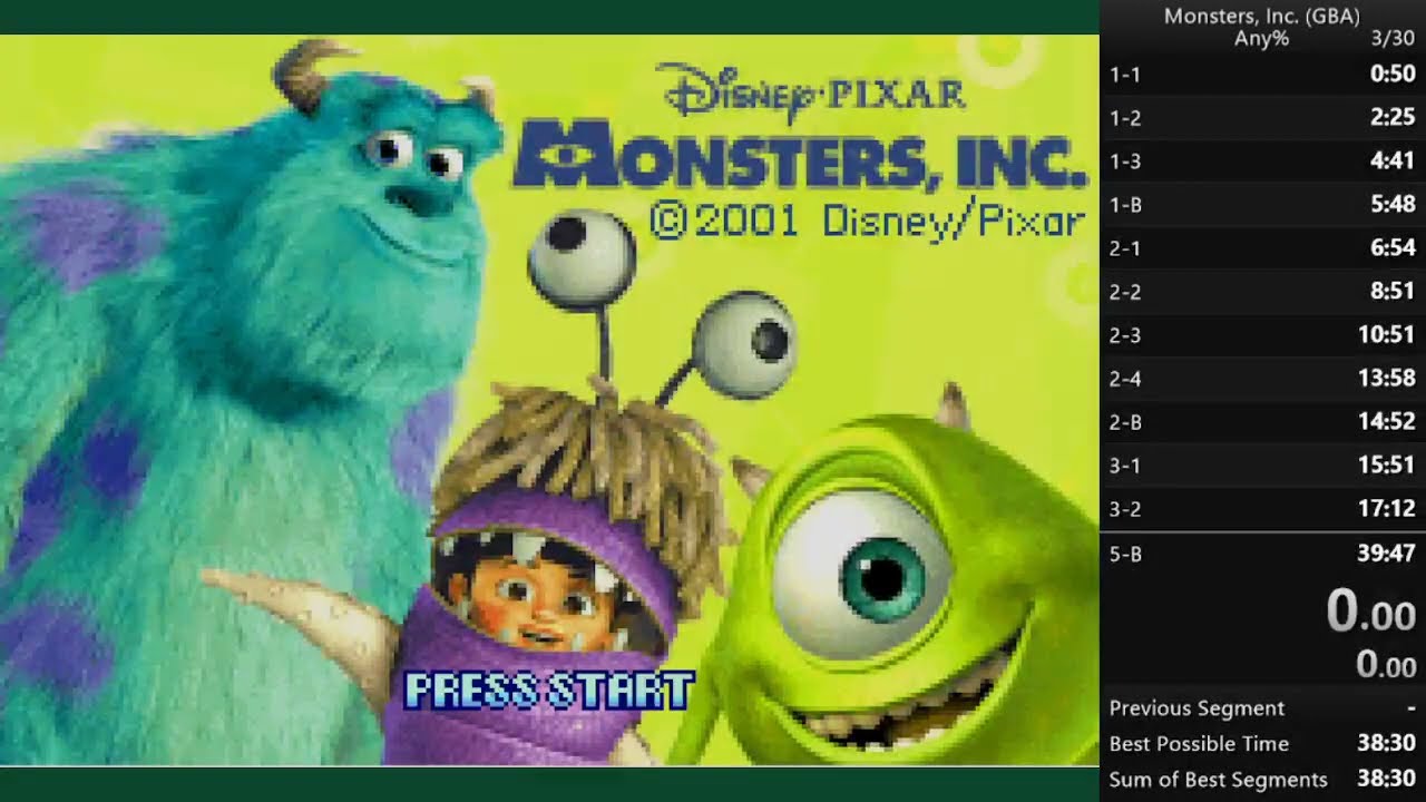 (WR) Monsters, Inc. (GBA) Any% Speedrun in 37:13