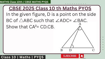 In the given figure, D is a point on the side BC of △ABC such that ∠ADC= ∠BAC. Show that CA²= CD.CB.