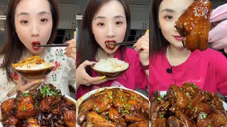 ASMR MUKBANG | Pork Belly, Elbow, Ribs, Chicken Wings And Dumplings Eating! Ruiyun Mukbang