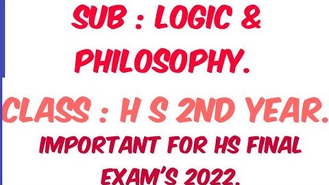 H. S. 2nd  year Logic & Philosophy model Question paper 2022 // Important question paper  //