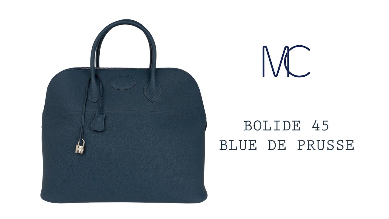 Hermes Bolide 45 Bag Blue de Prusse Togo Leather with Palladium Hardwa –  Mightychic