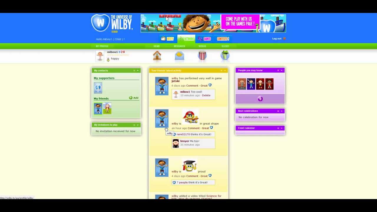 Safe social network for kids - The Universe of Wilby - Network for kids
